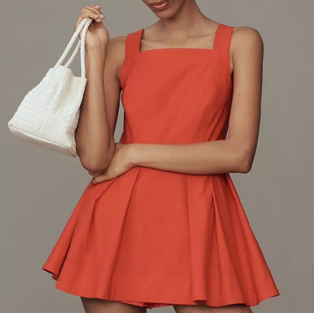 Maeve Red Square-Neck Romper